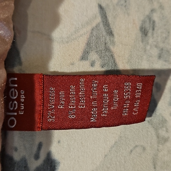 OLSEN EUROPE WOMEN'S MULTICOLOR STRETCHY SCOOP NECK 3/4 SLEEVED TOP SIZE 6 - Picture 2 of 9